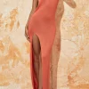 Tie Halter Backless Slit Crochet Knit Midi Dress>MICAS Best