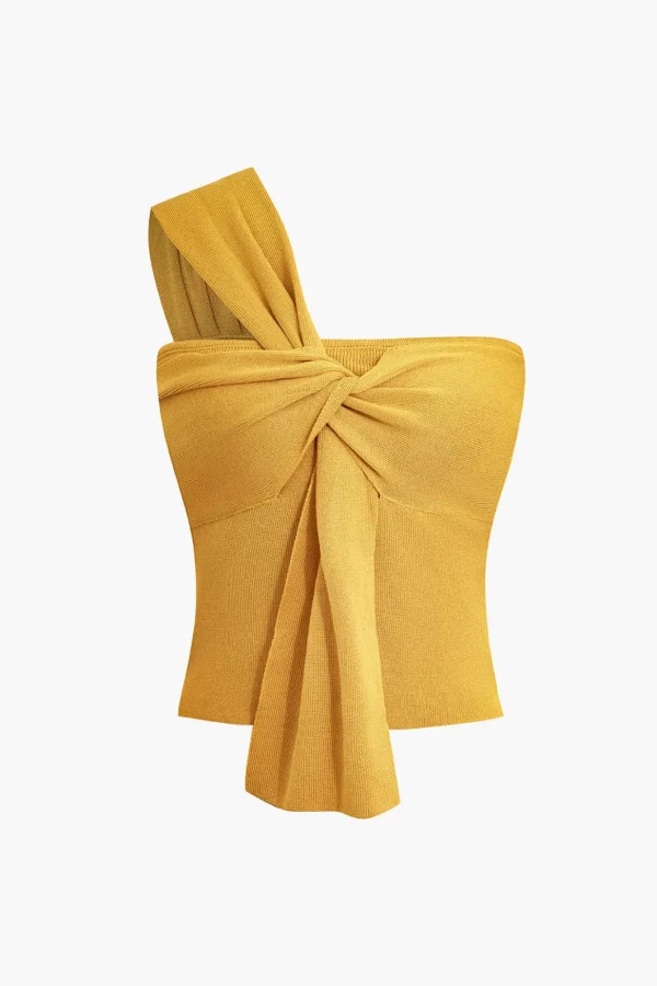 Twist One Shoulder Knit Tank Top>MICAS Clearance
