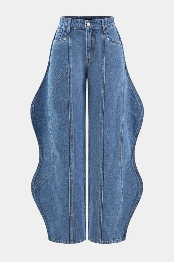 Wave Leg High Waist Jeans>MICAS Discount